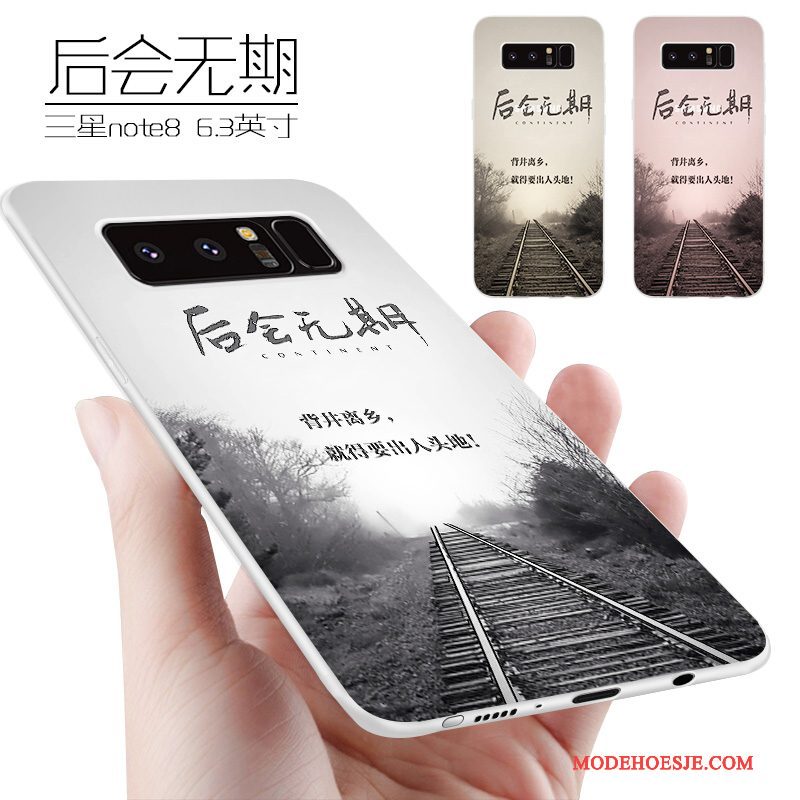 Hoesje Samsung Galaxy Note 8 Scheppend Telefoon Anti-fall, Hoes Samsung Galaxy Note 8 Siliconen Grijs Trendy Merk
