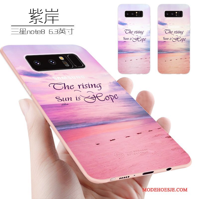 Hoesje Samsung Galaxy Note 8 Scheppend Telefoon Anti-fall, Hoes Samsung Galaxy Note 8 Siliconen Grijs Trendy Merk