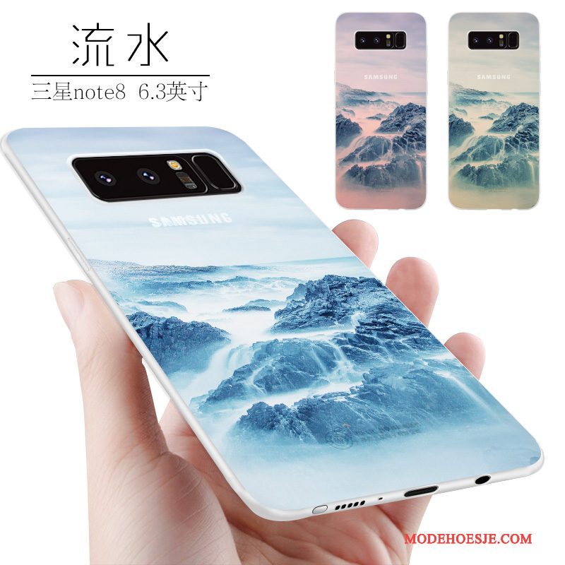 Hoesje Samsung Galaxy Note 8 Scheppend Telefoon Anti-fall, Hoes Samsung Galaxy Note 8 Siliconen Grijs Trendy Merk