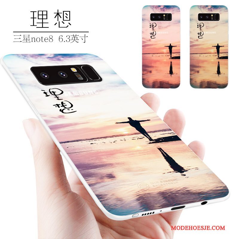 Hoesje Samsung Galaxy Note 8 Scheppend Telefoon Anti-fall, Hoes Samsung Galaxy Note 8 Siliconen Grijs Trendy Merk