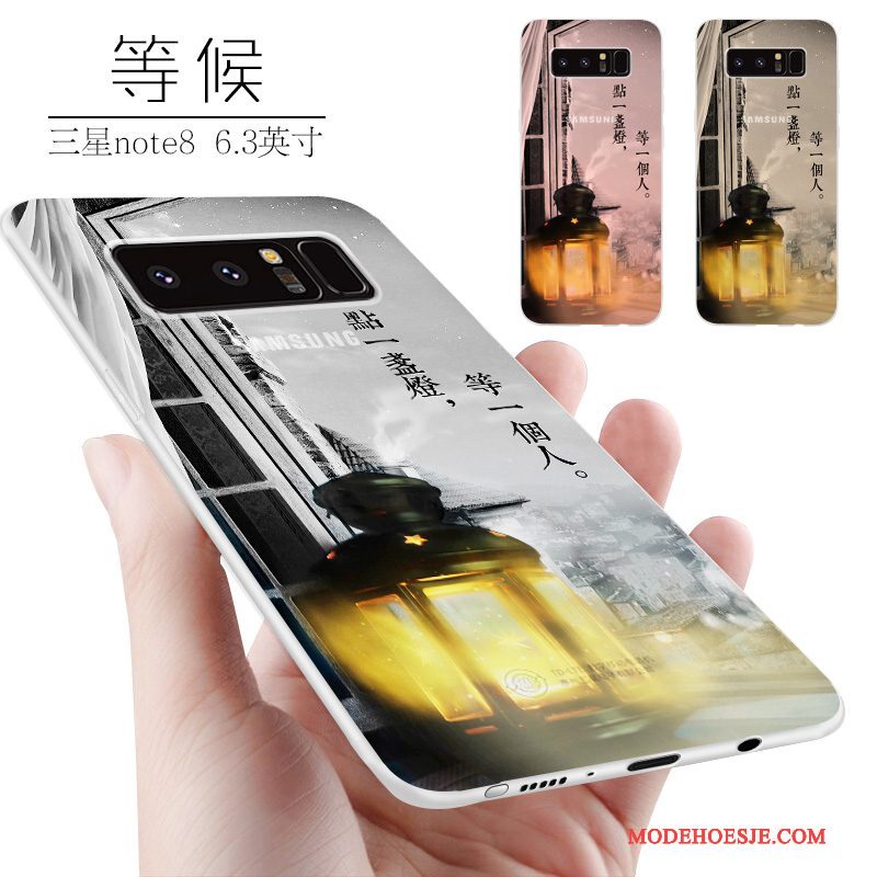 Hoesje Samsung Galaxy Note 8 Scheppend Telefoon Anti-fall, Hoes Samsung Galaxy Note 8 Siliconen Grijs Trendy Merk