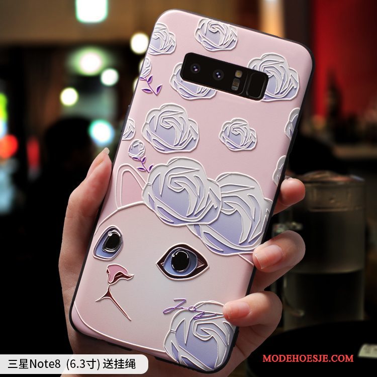 Hoesje Samsung Galaxy Note 8 Siliconen Anti-fall Mooie, Hoes Samsung Galaxy Note 8 Zacht Dun Roze