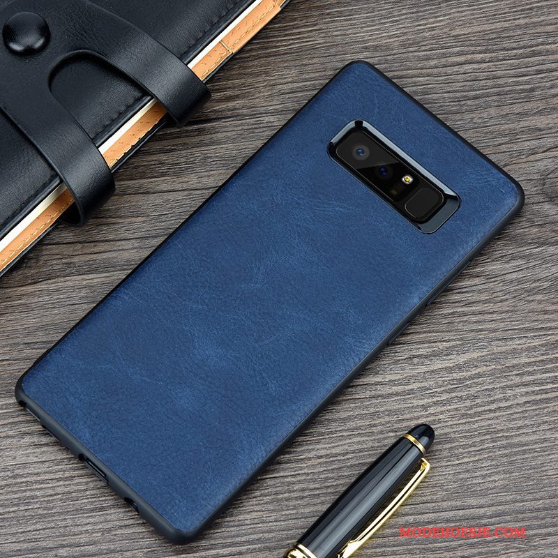 Hoesje Samsung Galaxy Note 8 Siliconen Bedrijf Anti-fall, Hoes Samsung Galaxy Note 8 Vintage Blauwtelefoon