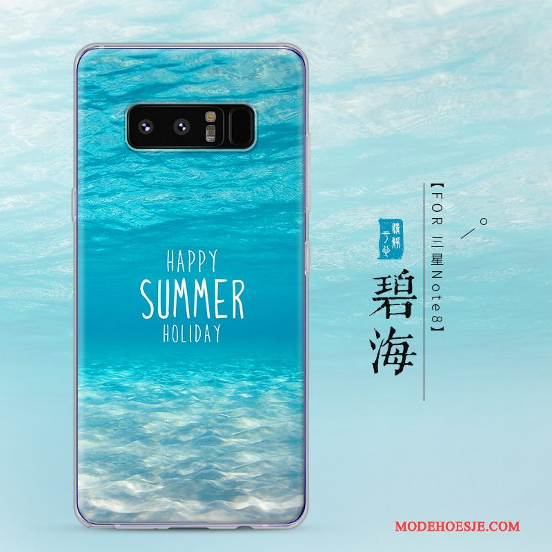 Hoesje Samsung Galaxy Note 8 Siliconen Blauwtelefoon, Hoes Samsung Galaxy Note 8 Scheppend Trend Doorzichtig