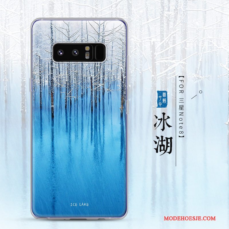 Hoesje Samsung Galaxy Note 8 Siliconen Blauwtelefoon, Hoes Samsung Galaxy Note 8 Scheppend Trend Doorzichtig