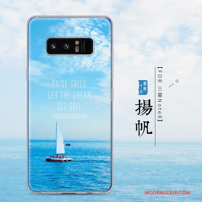 Hoesje Samsung Galaxy Note 8 Siliconen Blauwtelefoon, Hoes Samsung Galaxy Note 8 Scheppend Trend Doorzichtig