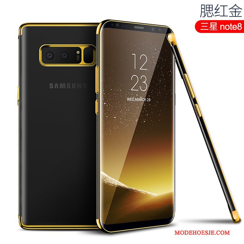 Hoesje Samsung Galaxy Note 8 Siliconen Dun Doorzichtig, Hoes Samsung Galaxy Note 8 Scheppend Rozetelefoon