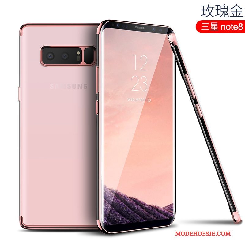 Hoesje Samsung Galaxy Note 8 Siliconen Dun Doorzichtig, Hoes Samsung Galaxy Note 8 Scheppend Rozetelefoon