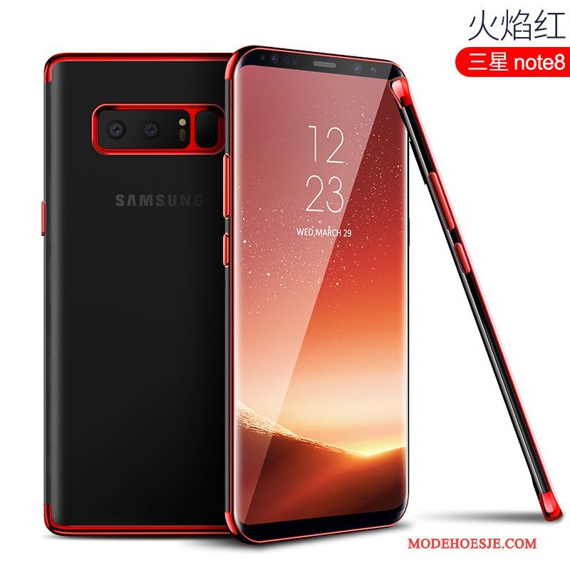 Hoesje Samsung Galaxy Note 8 Siliconen Dun Doorzichtig, Hoes Samsung Galaxy Note 8 Scheppend Rozetelefoon