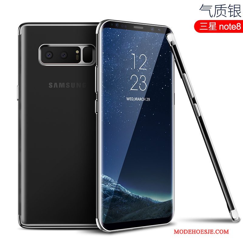 Hoesje Samsung Galaxy Note 8 Siliconen Dun Doorzichtig, Hoes Samsung Galaxy Note 8 Scheppend Rozetelefoon