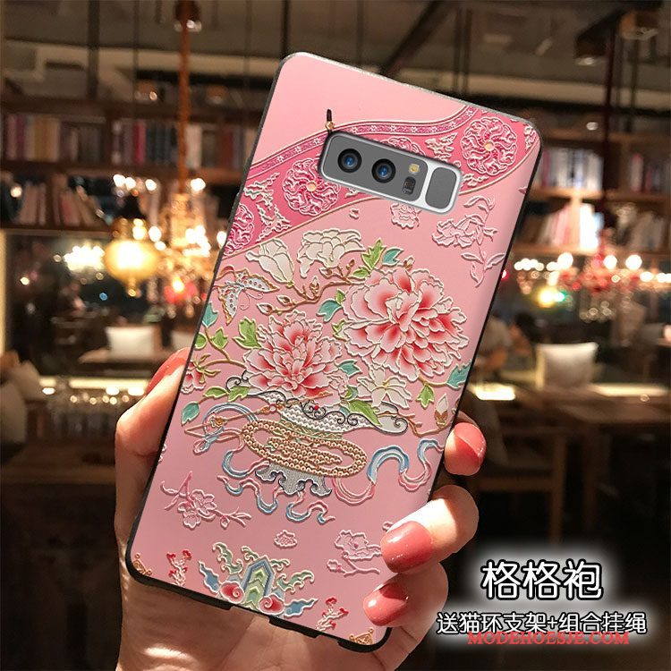 Hoesje Samsung Galaxy Note 8 Siliconen Geel Hanger, Hoes Samsung Galaxy Note 8 Wind Trend