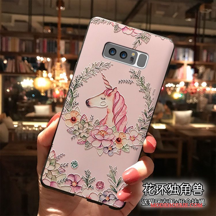 Hoesje Samsung Galaxy Note 8 Siliconen Hanger Roze, Hoes Samsung Galaxy Note 8 Telefoon Persoonlijk