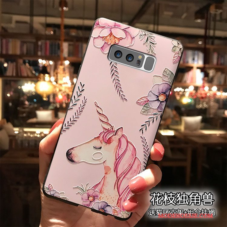 Hoesje Samsung Galaxy Note 8 Siliconen Hanger Roze, Hoes Samsung Galaxy Note 8 Telefoon Persoonlijk