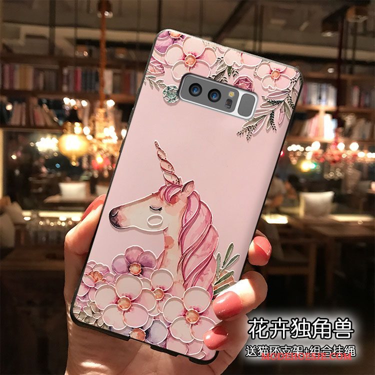 Hoesje Samsung Galaxy Note 8 Siliconen Hanger Roze, Hoes Samsung Galaxy Note 8 Telefoon Persoonlijk