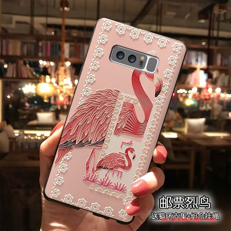 Hoesje Samsung Galaxy Note 8 Siliconen Hanger Roze, Hoes Samsung Galaxy Note 8 Telefoon Persoonlijk