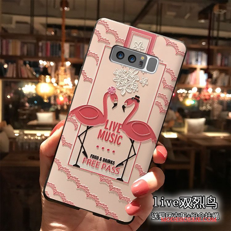 Hoesje Samsung Galaxy Note 8 Siliconen Hanger Roze, Hoes Samsung Galaxy Note 8 Telefoon Persoonlijk