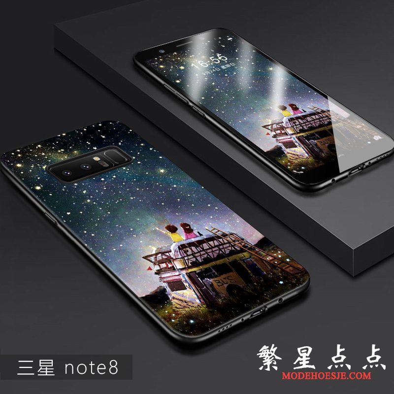 Hoesje Samsung Galaxy Note 8 Siliconen Zwarttelefoon, Hoes Samsung Galaxy Note 8 Scheppend Doorzichtig Trend