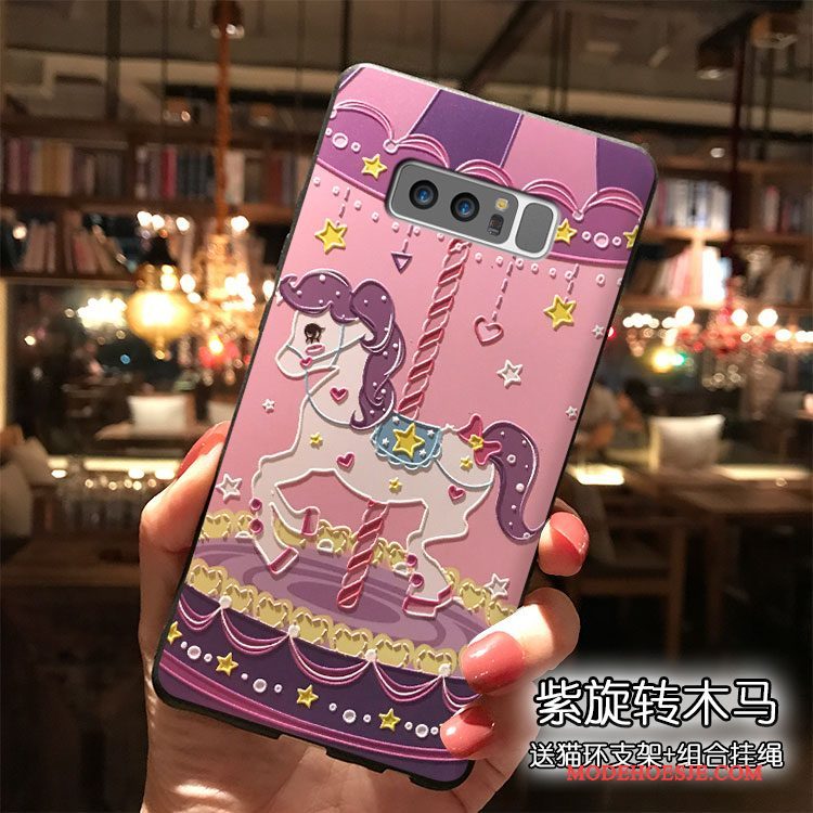 Hoesje Samsung Galaxy Note 8 Spotprent Telefoon Purper, Hoes Samsung Galaxy Note 8 Siliconen Mooie Hanger