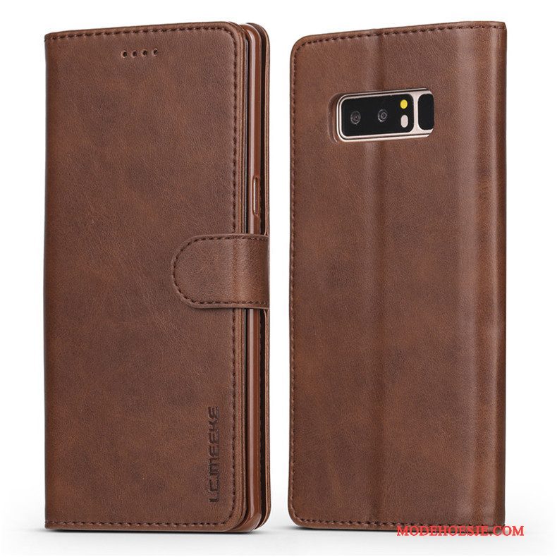 Hoesje Samsung Galaxy Note 8 Zacht Anti-fall Bedrijf, Hoes Samsung Galaxy Note 8 Folio Grijs