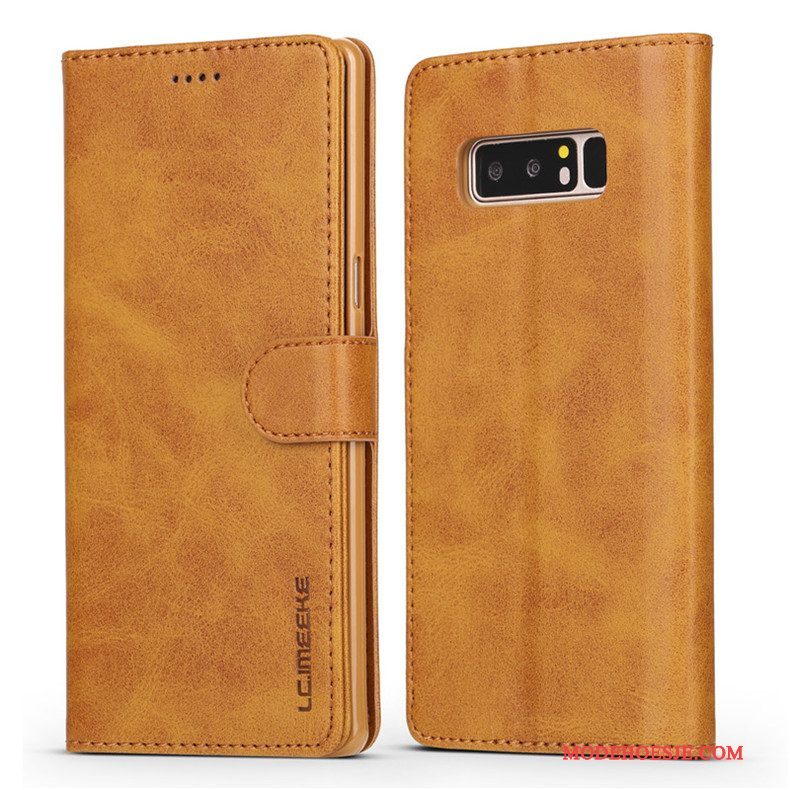 Hoesje Samsung Galaxy Note 8 Zacht Anti-fall Bedrijf, Hoes Samsung Galaxy Note 8 Folio Grijs