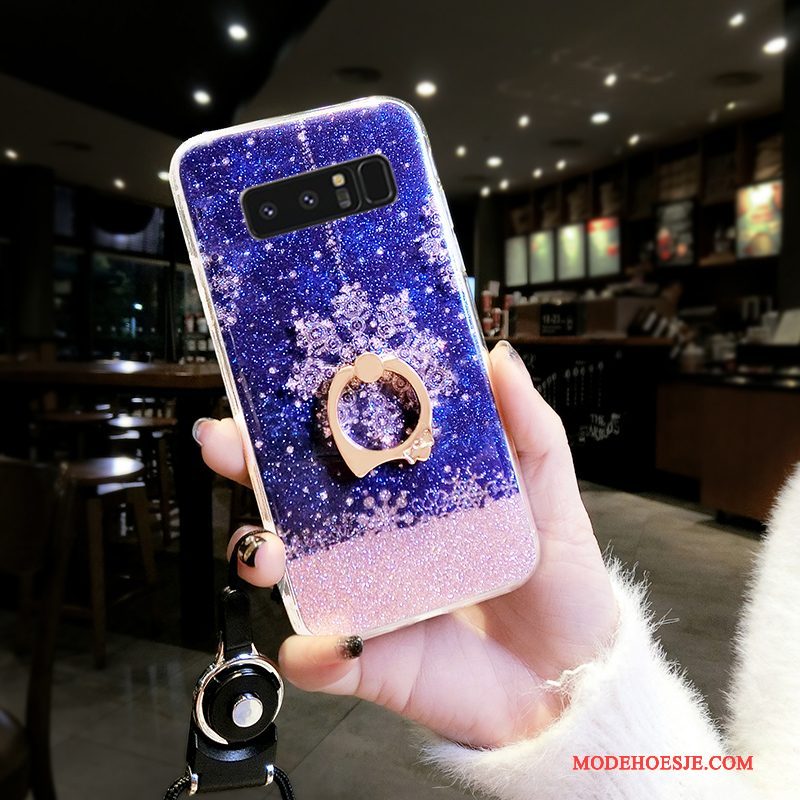 Hoesje Samsung Galaxy Note 8 Zacht Anti-fall Blauw, Hoes Samsung Galaxy Note 8 Scheppend Sneeuwvlok Hard