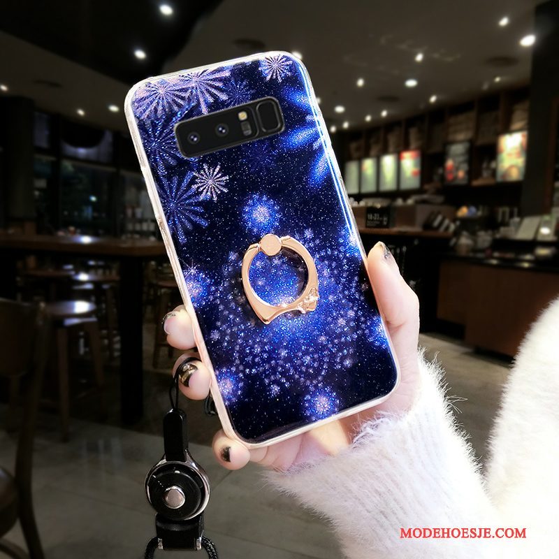 Hoesje Samsung Galaxy Note 8 Zacht Anti-fall Blauw, Hoes Samsung Galaxy Note 8 Scheppend Sneeuwvlok Hard