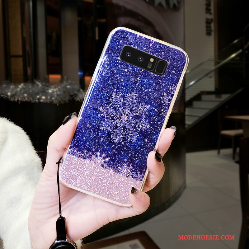 Hoesje Samsung Galaxy Note 8 Zacht Anti-fall Blauw, Hoes Samsung Galaxy Note 8 Scheppend Sneeuwvlok Hard