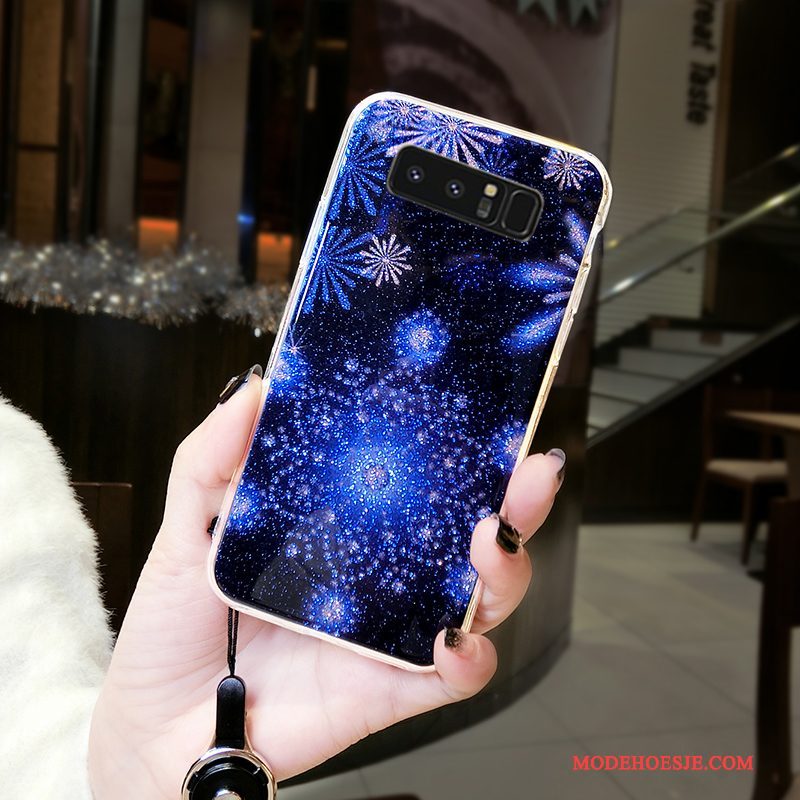 Hoesje Samsung Galaxy Note 8 Zacht Anti-fall Blauw, Hoes Samsung Galaxy Note 8 Scheppend Sneeuwvlok Hard