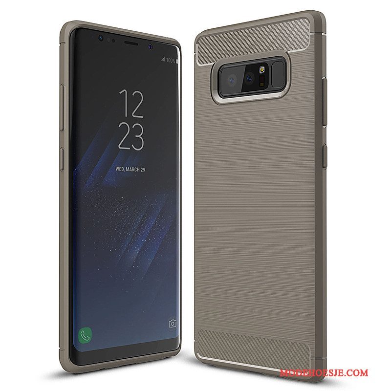 Hoesje Samsung Galaxy Note 8 Zacht Fiber Zwart, Hoes Samsung Galaxy Note 8 Bescherming Telefoon