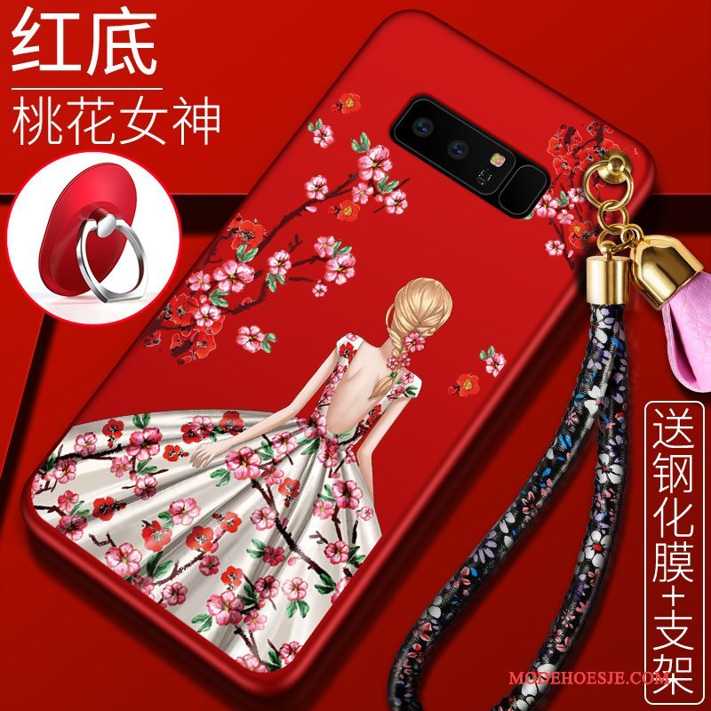 Hoesje Samsung Galaxy Note 8 Zacht Schrobben Trend, Hoes Samsung Galaxy Note 8 Bescherming Rood Grote