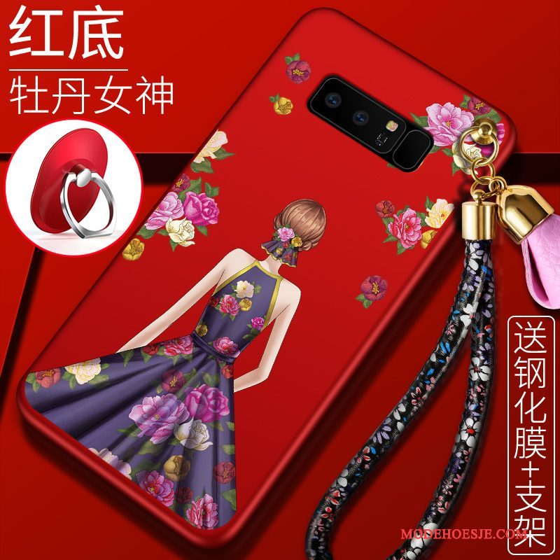 Hoesje Samsung Galaxy Note 8 Zacht Schrobben Trend, Hoes Samsung Galaxy Note 8 Bescherming Rood Grote