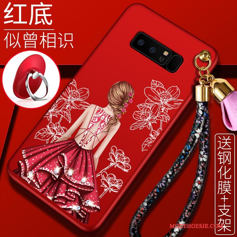 Hoesje Samsung Galaxy Note 8 Zacht Schrobben Trend, Hoes Samsung Galaxy Note 8 Bescherming Rood Grote