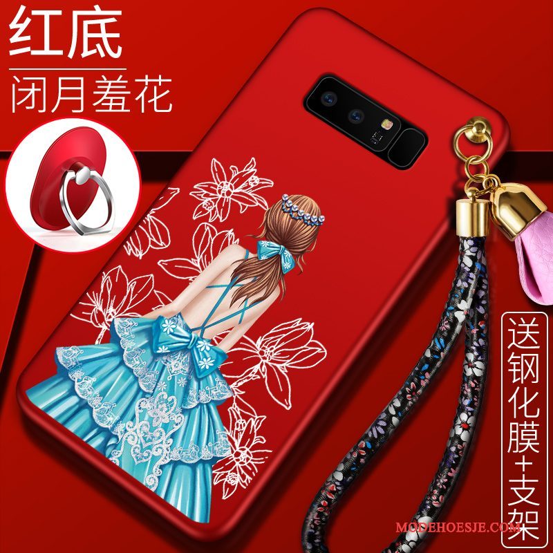 Hoesje Samsung Galaxy Note 8 Zacht Schrobben Trend, Hoes Samsung Galaxy Note 8 Bescherming Rood Grote