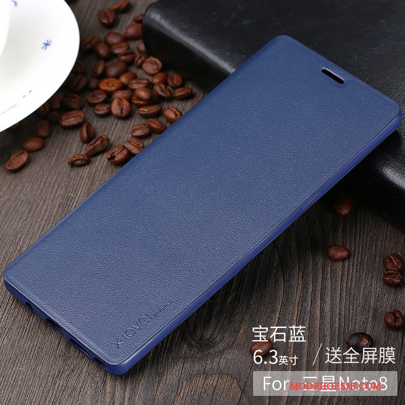 Hoesje Samsung Galaxy Note 8 Zakken Duntelefoon, Hoes Samsung Galaxy Note 8 Folio Anti-fall Blauw