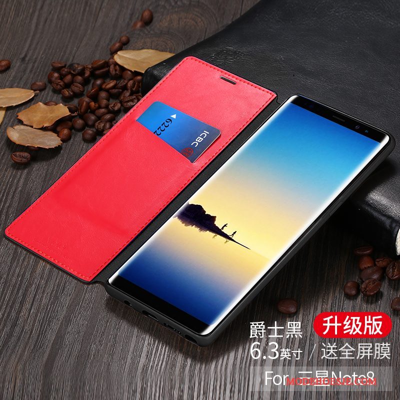 Hoesje Samsung Galaxy Note 8 Zakken Duntelefoon, Hoes Samsung Galaxy Note 8 Folio Anti-fall Blauw