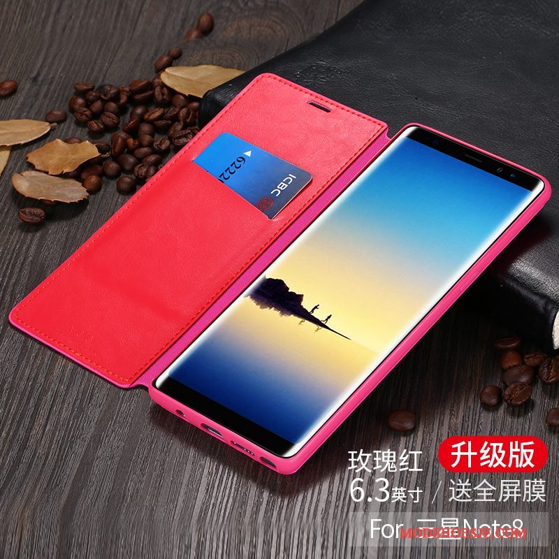 Hoesje Samsung Galaxy Note 8 Zakken Duntelefoon, Hoes Samsung Galaxy Note 8 Folio Anti-fall Blauw