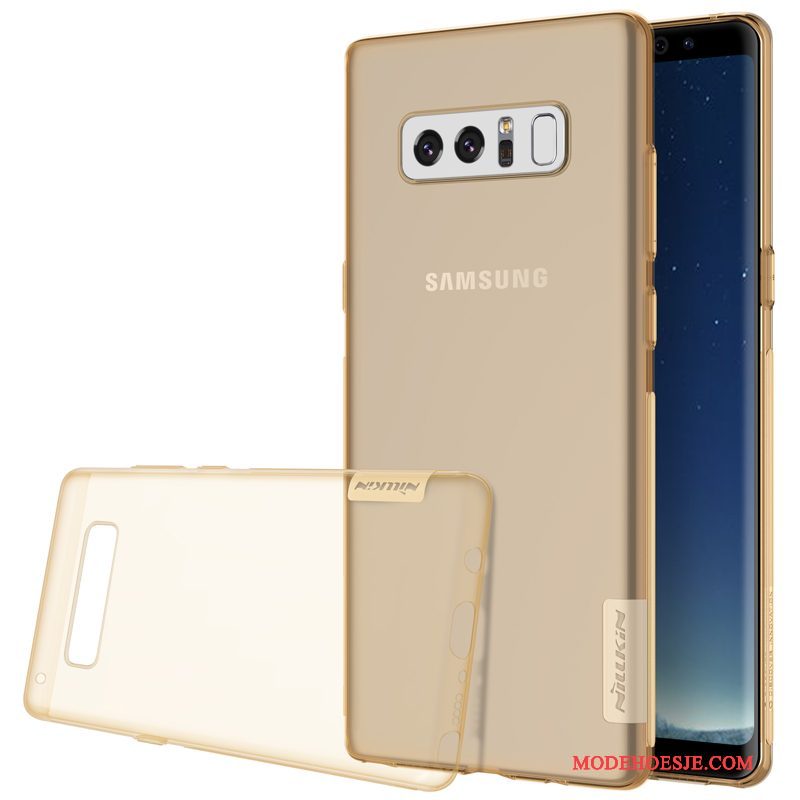 Hoesje Samsung Galaxy Note 8 Zakken Telefoon Blauw, Hoes Samsung Galaxy Note 8 Bescherming Doorzichtig Goud