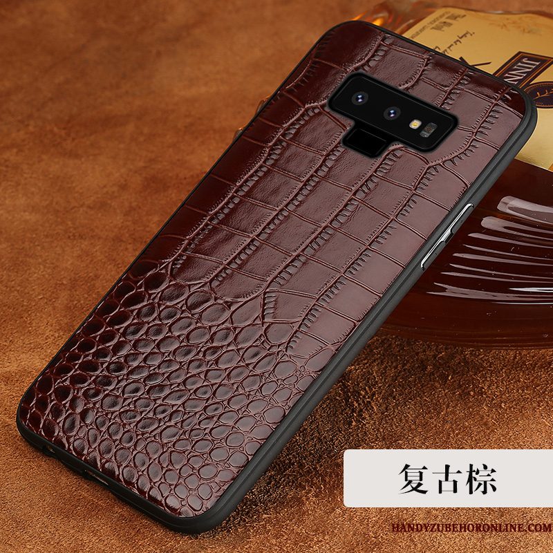 Hoesje Samsung Galaxy Note 9 Bescherming Telefoon Bedrijf, Hoes Samsung Galaxy Note 9 Leer Anti-fall Rood