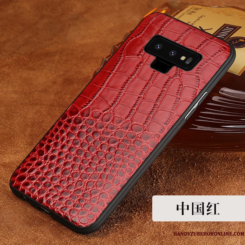 Hoesje Samsung Galaxy Note 9 Bescherming Telefoon Bedrijf, Hoes Samsung Galaxy Note 9 Leer Anti-fall Rood