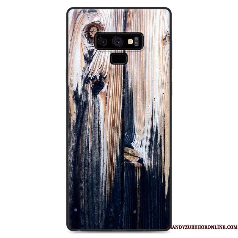 Hoesje Samsung Galaxy Note 9 Houtnerf Anti-fall Wind, Hoes Samsung Galaxy Note 9 Bescherming Zwarttelefoon