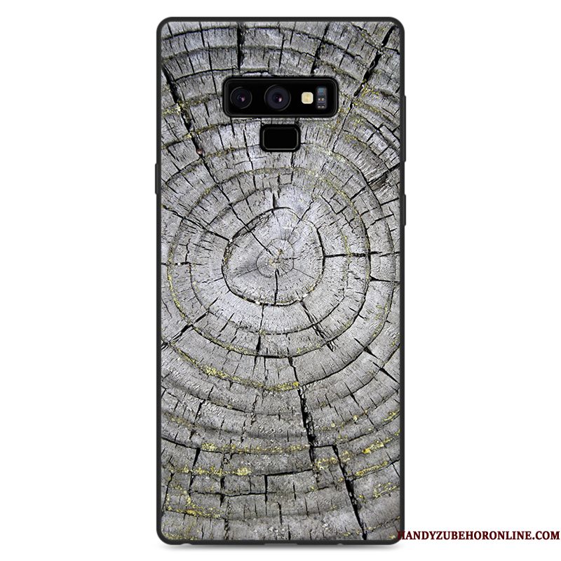 Hoesje Samsung Galaxy Note 9 Houtnerf Anti-fall Wind, Hoes Samsung Galaxy Note 9 Bescherming Zwarttelefoon