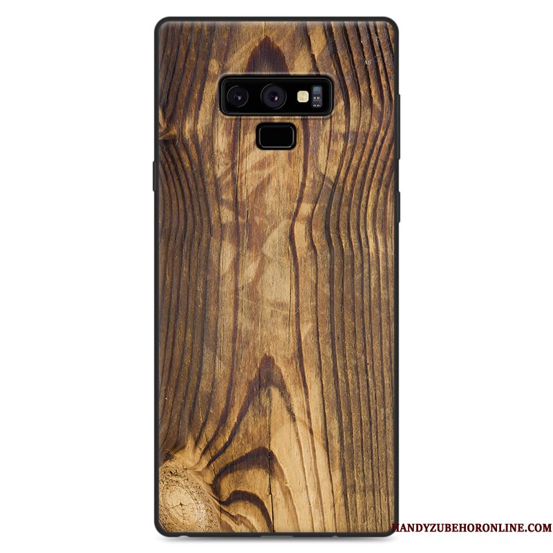 Hoesje Samsung Galaxy Note 9 Houtnerf Anti-fall Wind, Hoes Samsung Galaxy Note 9 Bescherming Zwarttelefoon