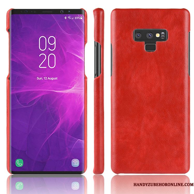 Hoesje Samsung Galaxy Note 9 Leer Hard Kwaliteit, Hoes Samsung Galaxy Note 9 Bescherming Roodtelefoon