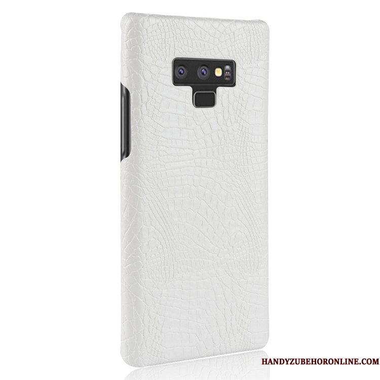 Hoesje Samsung Galaxy Note 9 Leer Persoonlijk Donkerblauw, Hoes Samsung Galaxy Note 9 Bescherming Anti-fall Krokodillenleer