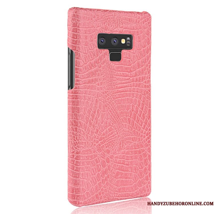 Hoesje Samsung Galaxy Note 9 Leer Persoonlijk Donkerblauw, Hoes Samsung Galaxy Note 9 Bescherming Anti-fall Krokodillenleer