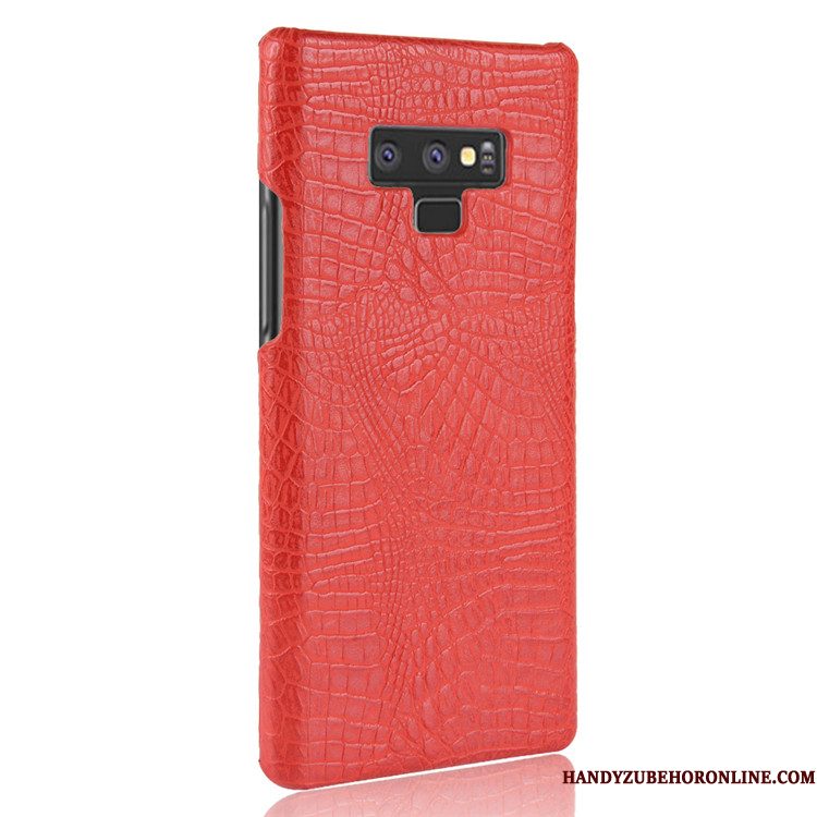 Hoesje Samsung Galaxy Note 9 Leer Persoonlijk Donkerblauw, Hoes Samsung Galaxy Note 9 Bescherming Anti-fall Krokodillenleer