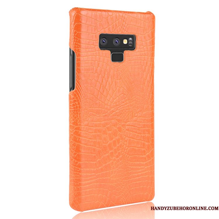 Hoesje Samsung Galaxy Note 9 Leer Persoonlijk Donkerblauw, Hoes Samsung Galaxy Note 9 Bescherming Anti-fall Krokodillenleer