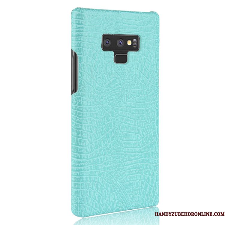 Hoesje Samsung Galaxy Note 9 Leer Persoonlijk Donkerblauw, Hoes Samsung Galaxy Note 9 Bescherming Anti-fall Krokodillenleer