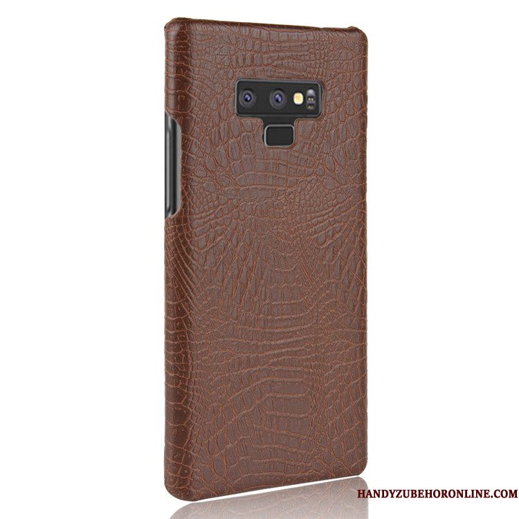 Hoesje Samsung Galaxy Note 9 Leer Persoonlijk Donkerblauw, Hoes Samsung Galaxy Note 9 Bescherming Anti-fall Krokodillenleer