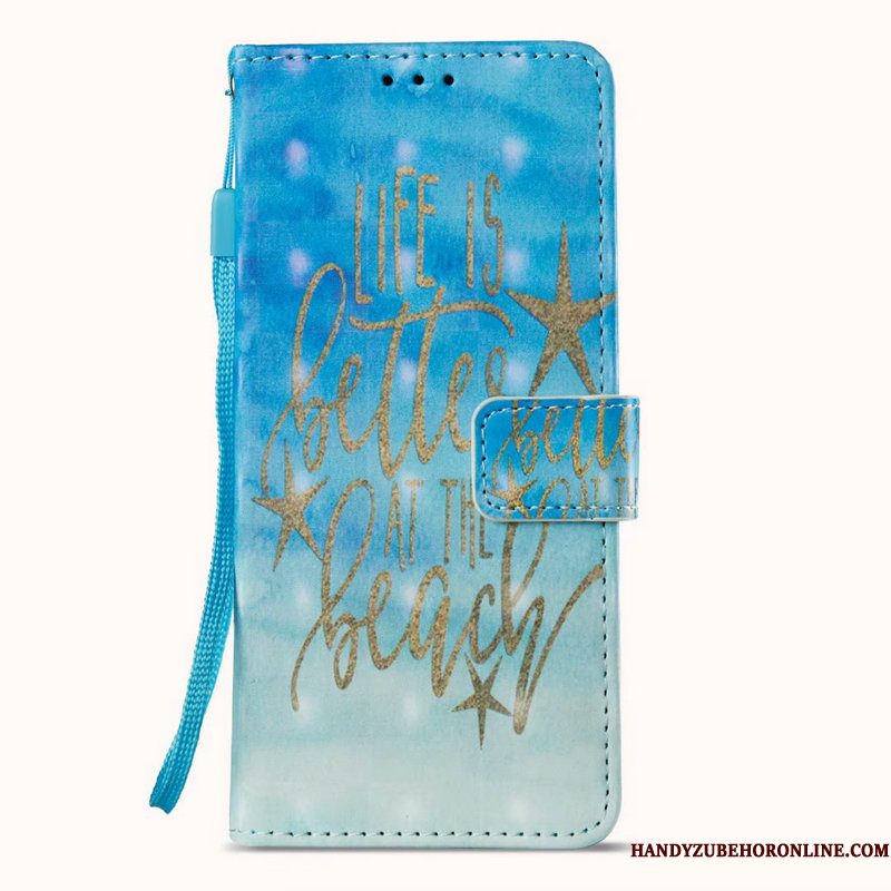 Hoesje Samsung Galaxy Note 9 Zacht Kaart Hanger, Hoes Samsung Galaxy Note 9 Scheppend Blauw Anti-fall